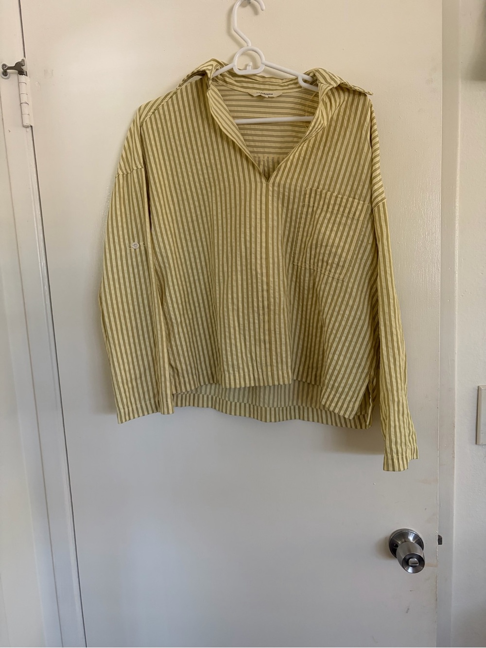 Max Studio Yellow Striped V-Neck Pullover Sweater